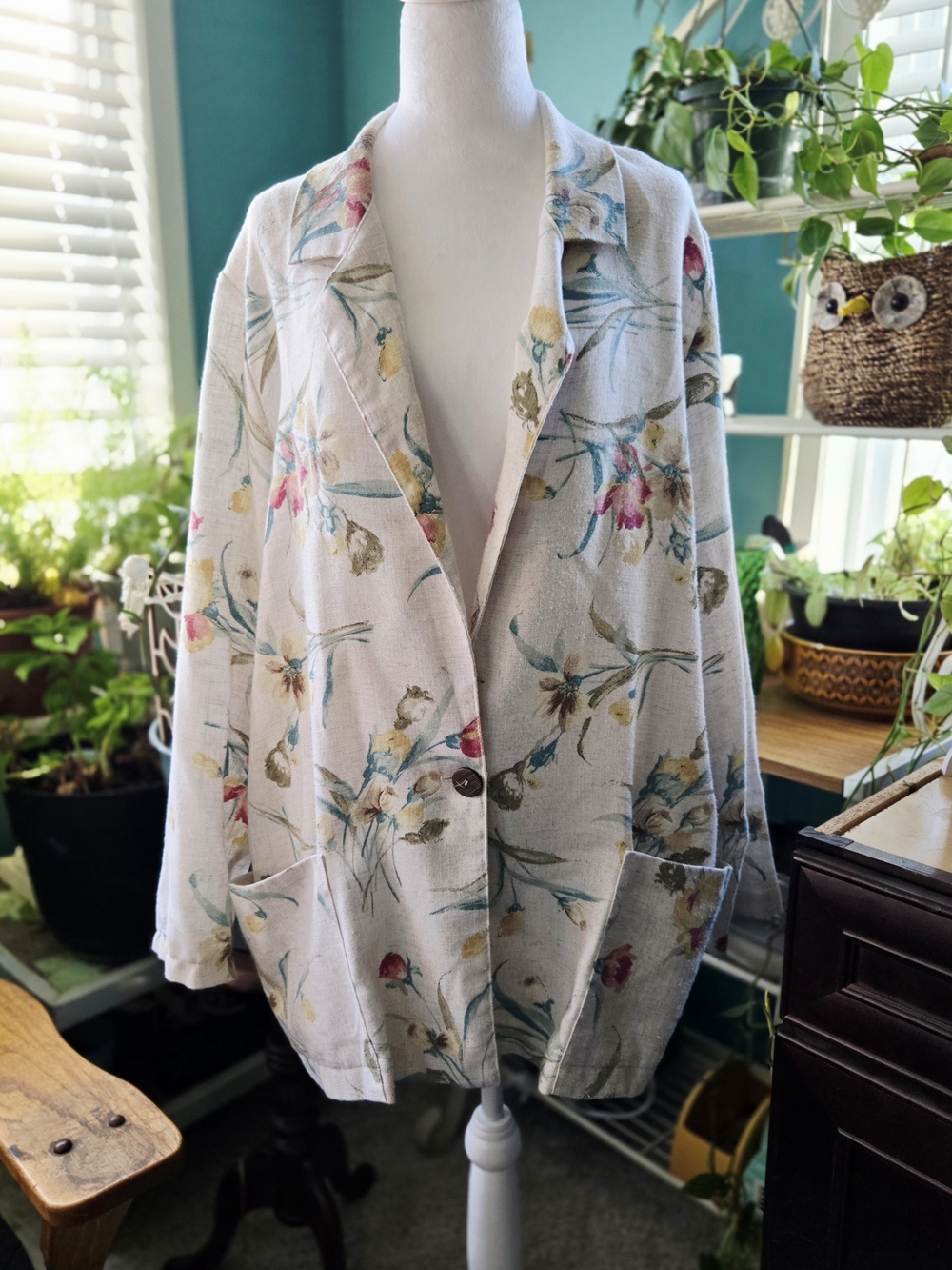Light Floral Button Front Cardigan Jacket